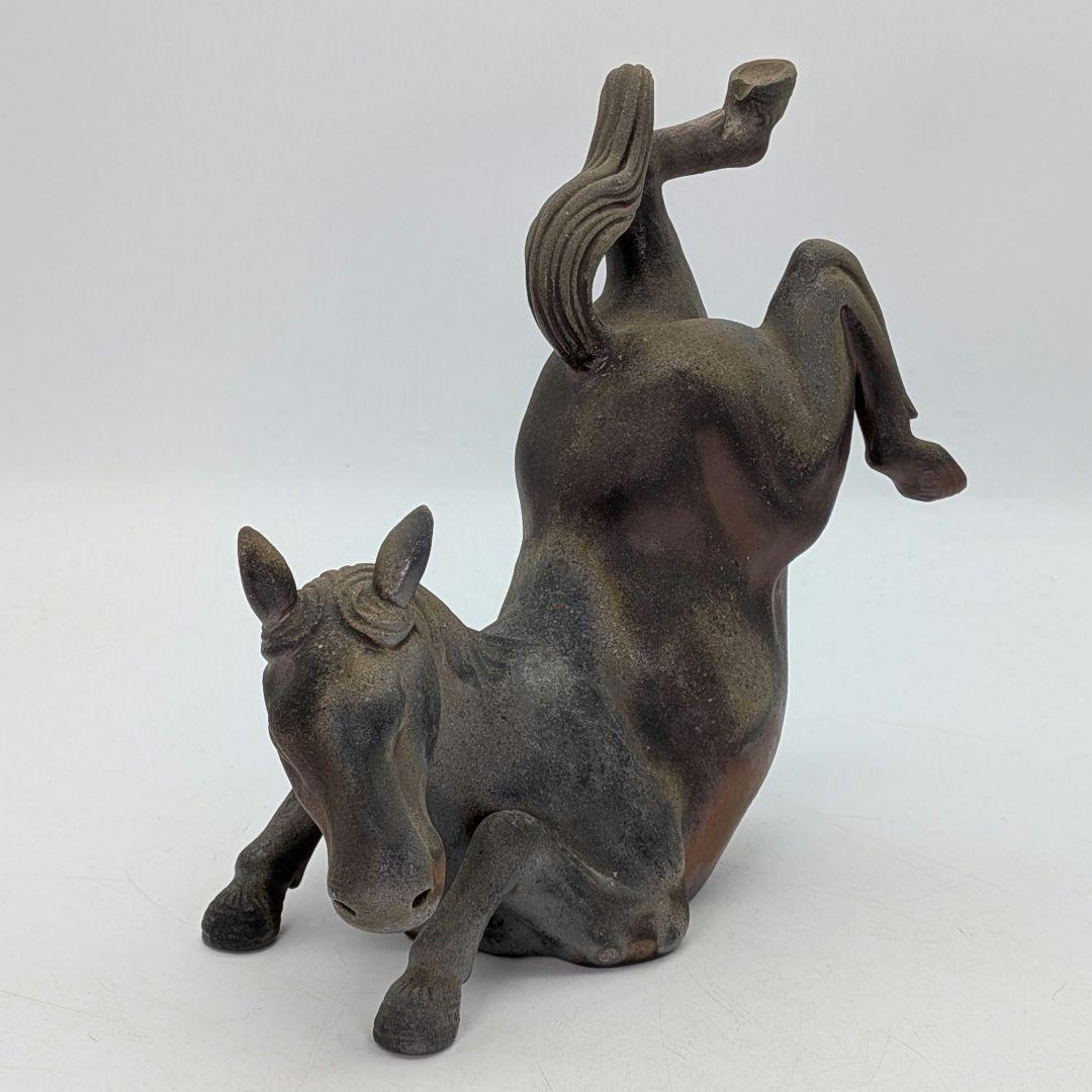 二代目小山一草 備前焼 窯変午置物 共箱 干支置物 午年 ウマ 細工物 縁起物