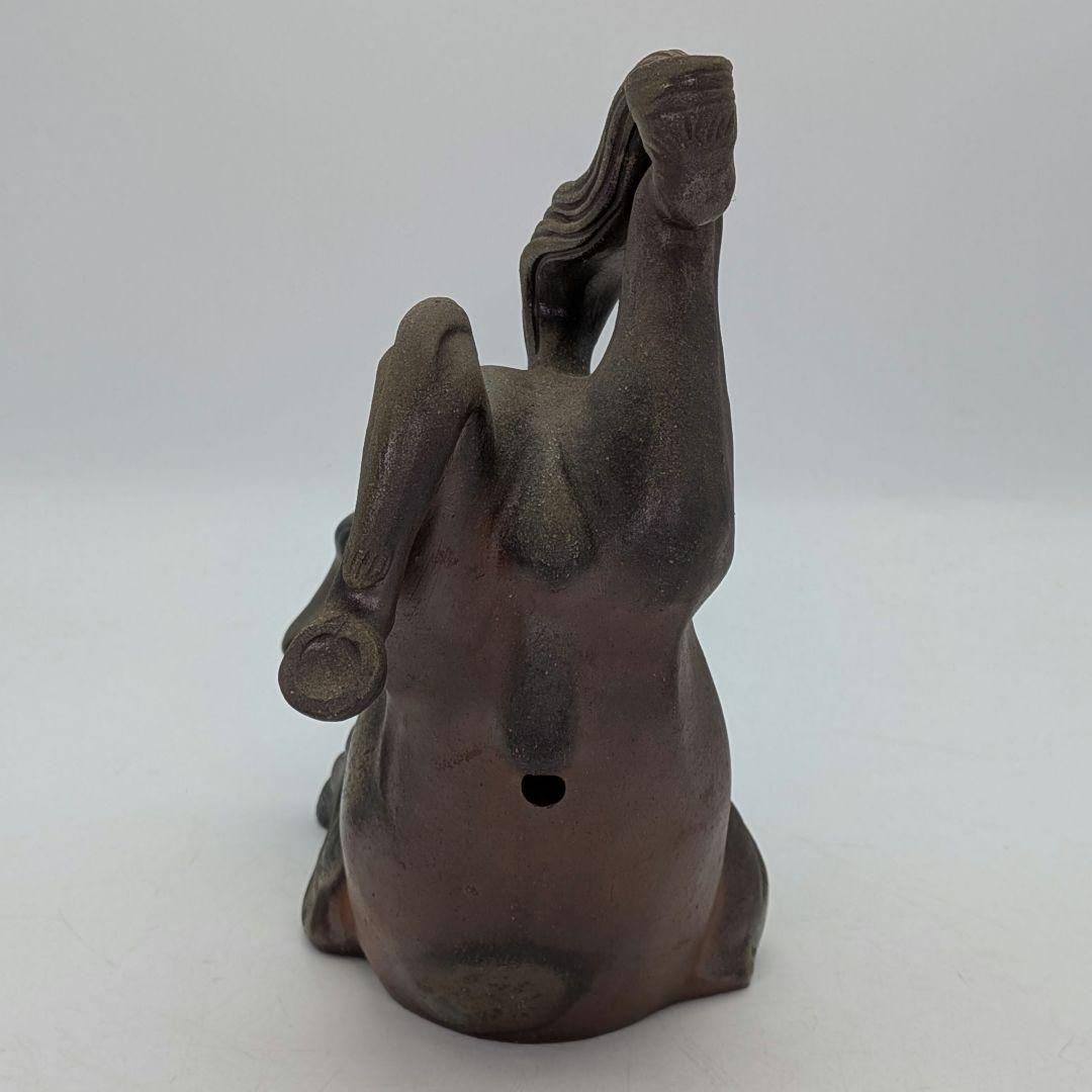 二代目小山一草 備前焼 窯変午置物 共箱 干支置物 午年 ウマ 細工物 縁起物