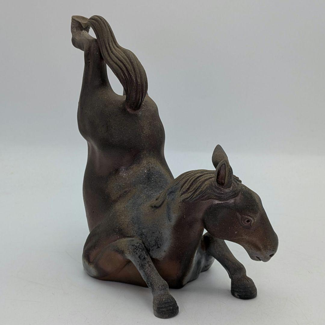 二代目小山一草 備前焼 窯変午置物 共箱 干支置物 午年 ウマ 細工物 縁起物