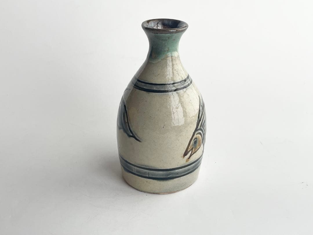 陶芸家　人間国宝　金城次郎　壺屋焼　徳利　酒器　共箱　やちむん　沖縄　魚文