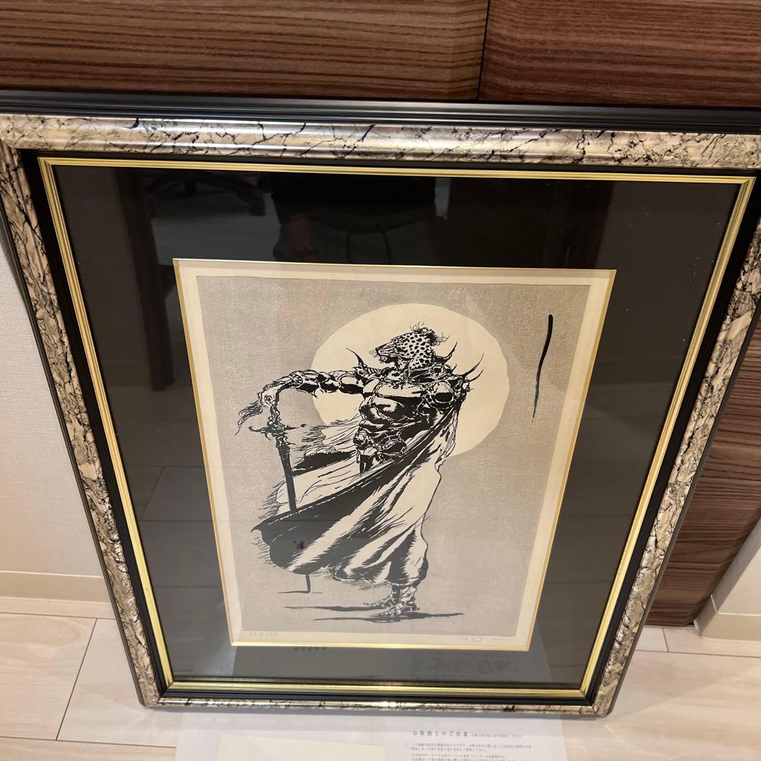 希少 天野喜孝「孤軍」原画 絵画 額装済み ファイナルファンタジー作