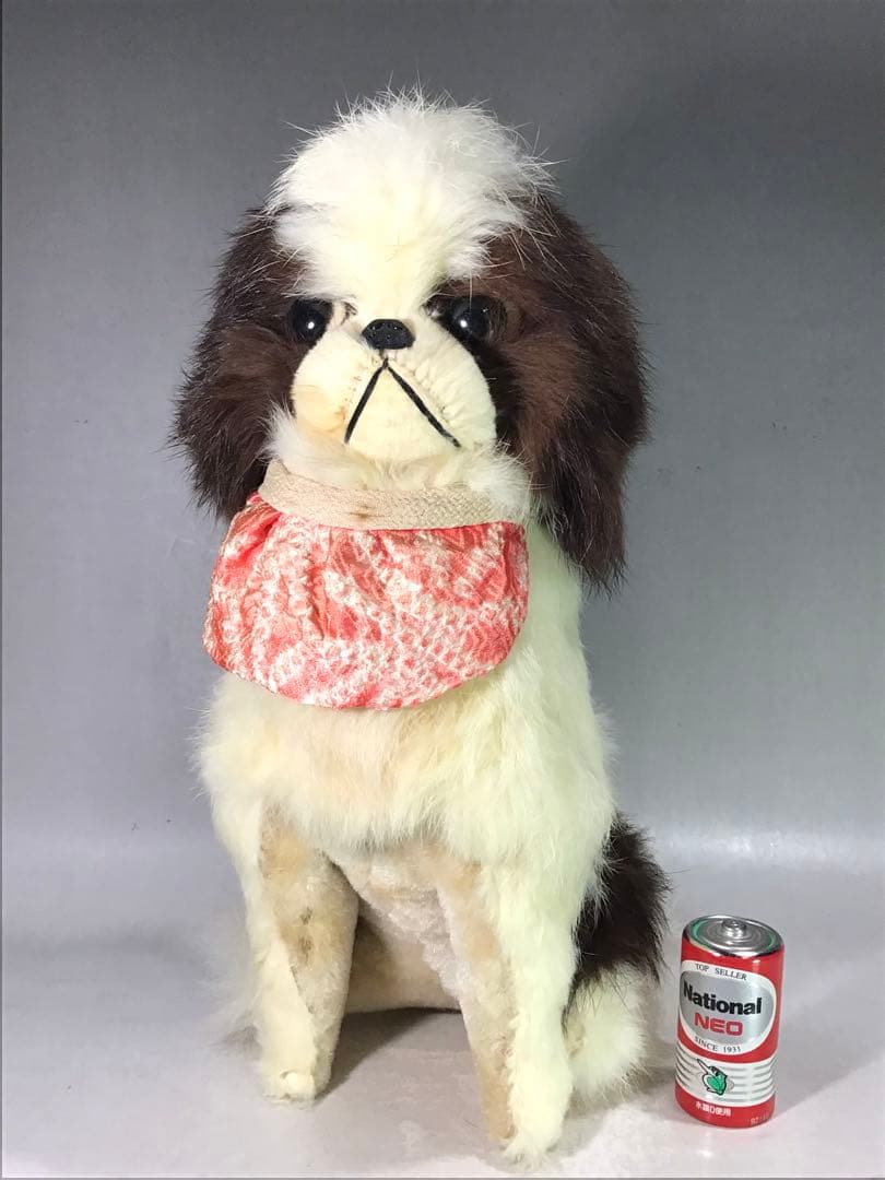 昭和30年 チン 狆 本物 兎の毛 ぬいぐるみ 犬 人形 アンティーク 毛皮