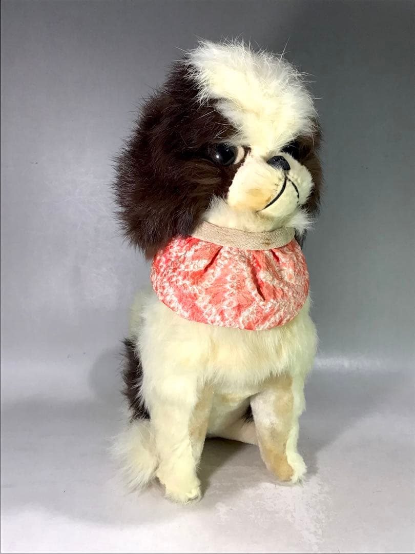 昭和30年 チン 狆 本物 兎の毛 ぬいぐるみ 犬 人形 アンティーク 毛皮
