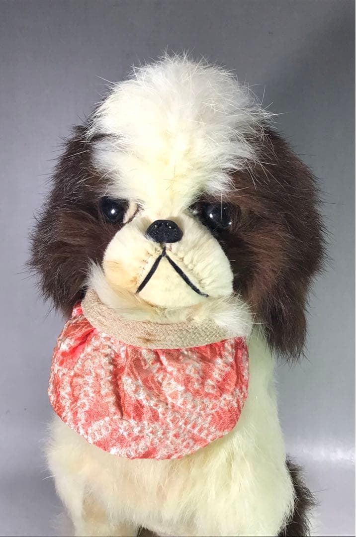 昭和30年 チン 狆 本物 兎の毛 ぬいぐるみ 犬 人形 アンティーク 毛皮