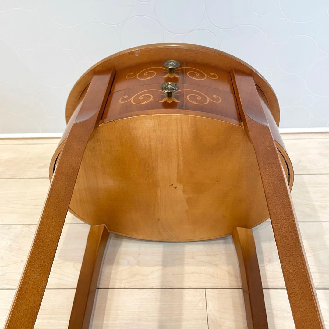 猫脚 アンティーク コンソール サイドテーブル 2段チェスト 飾り彫り入り 洋風