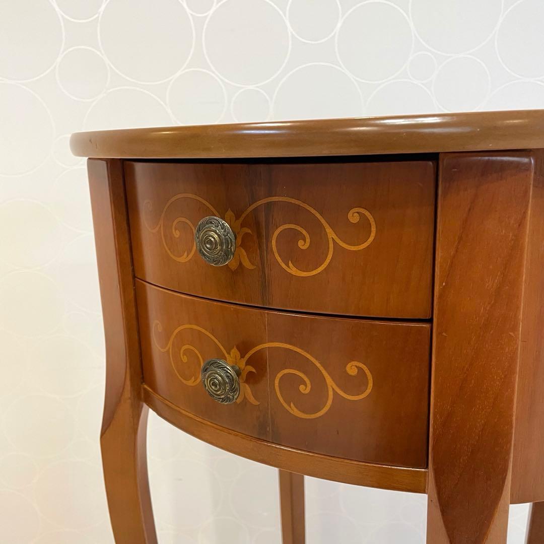 猫脚 アンティーク コンソール サイドテーブル 2段チェスト 飾り彫り入り 洋風