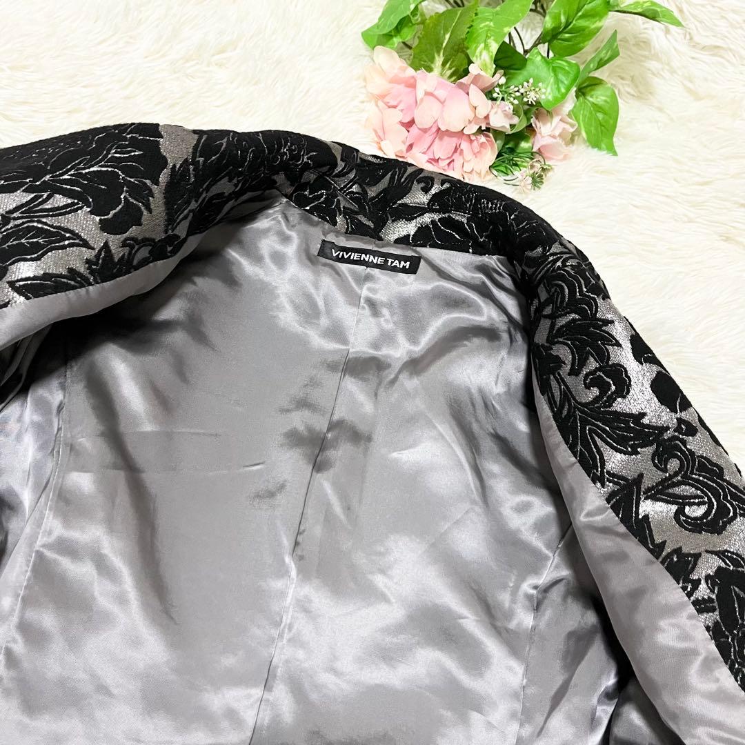 希少　ヴィヴィアンタム 総柄 ウールコート　ベロア　切替　異素材　刺繍　S