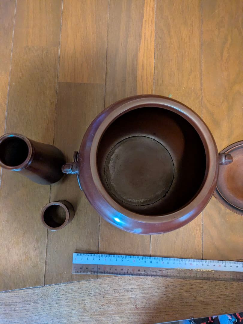 銅製茶釜セット 木製収納箱付き