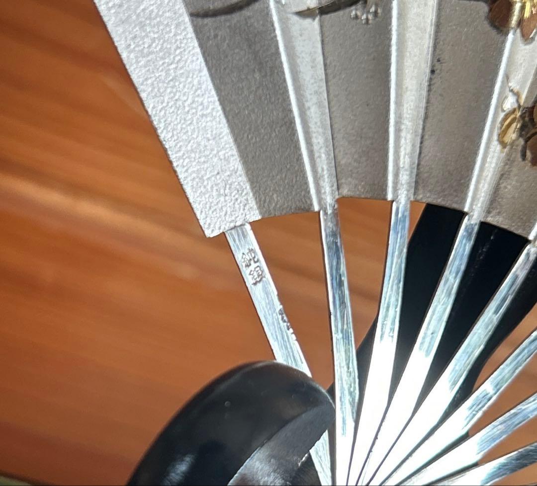 値下げ中　武比古作　純銀扇子　飾り扇　松竹梅　4.5号