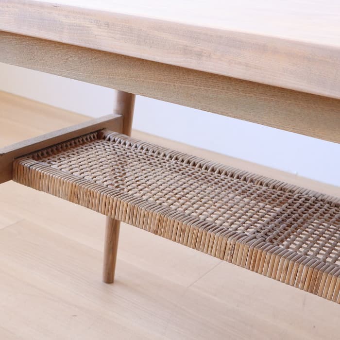 アンティーク サイドテーブル カエデ 天板 無垢材 レトロ 木製 ラタン