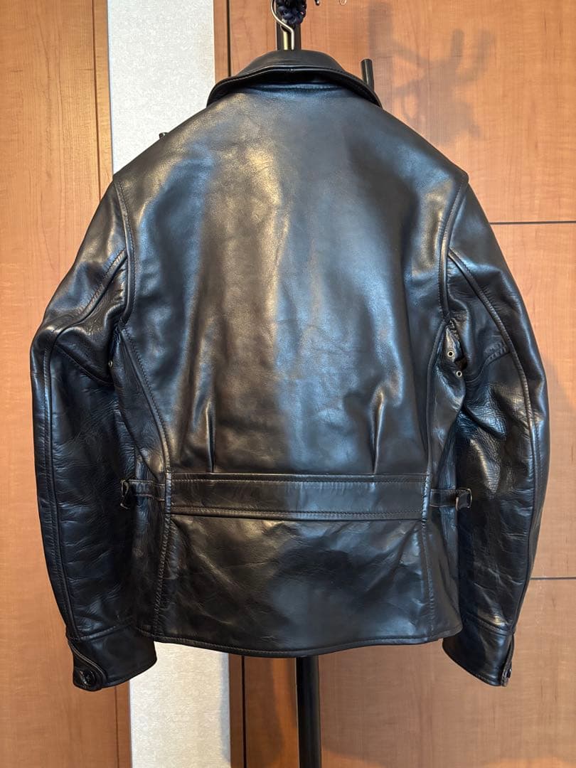 AERO LEATHER　ハーフベルトSTFレザージャケット　32サイズ　黒