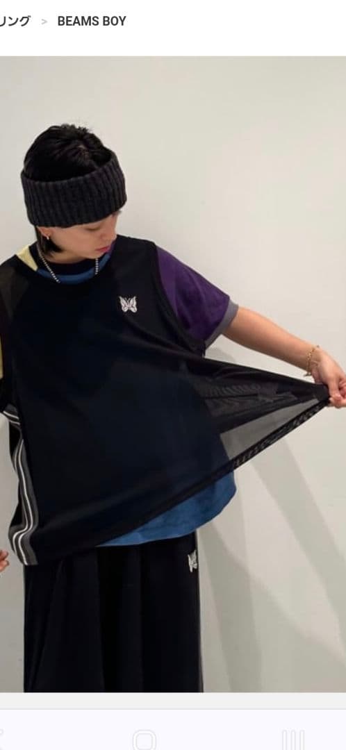 【BEAMS BOY別注】NEEDLES ／ポリエステルメッシュタンクトップ