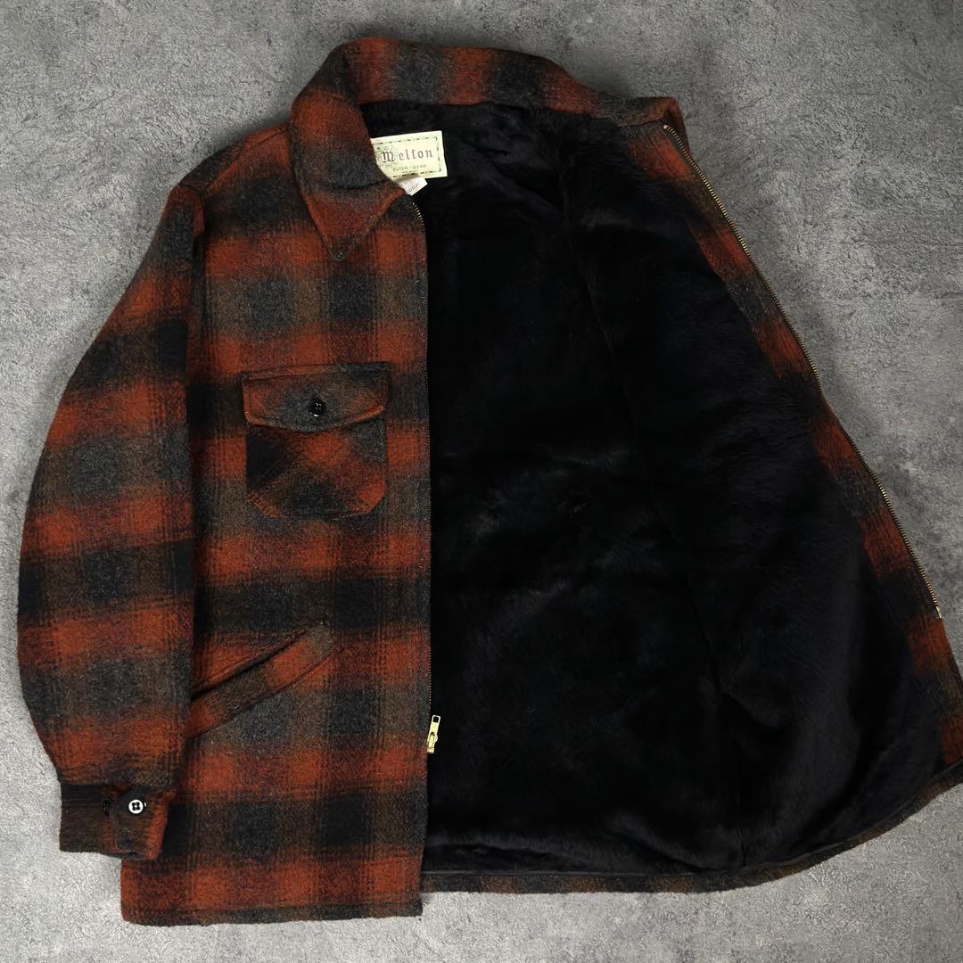 melton 70s ビンテージ USA製 オンブレ チェック ウールジャケット