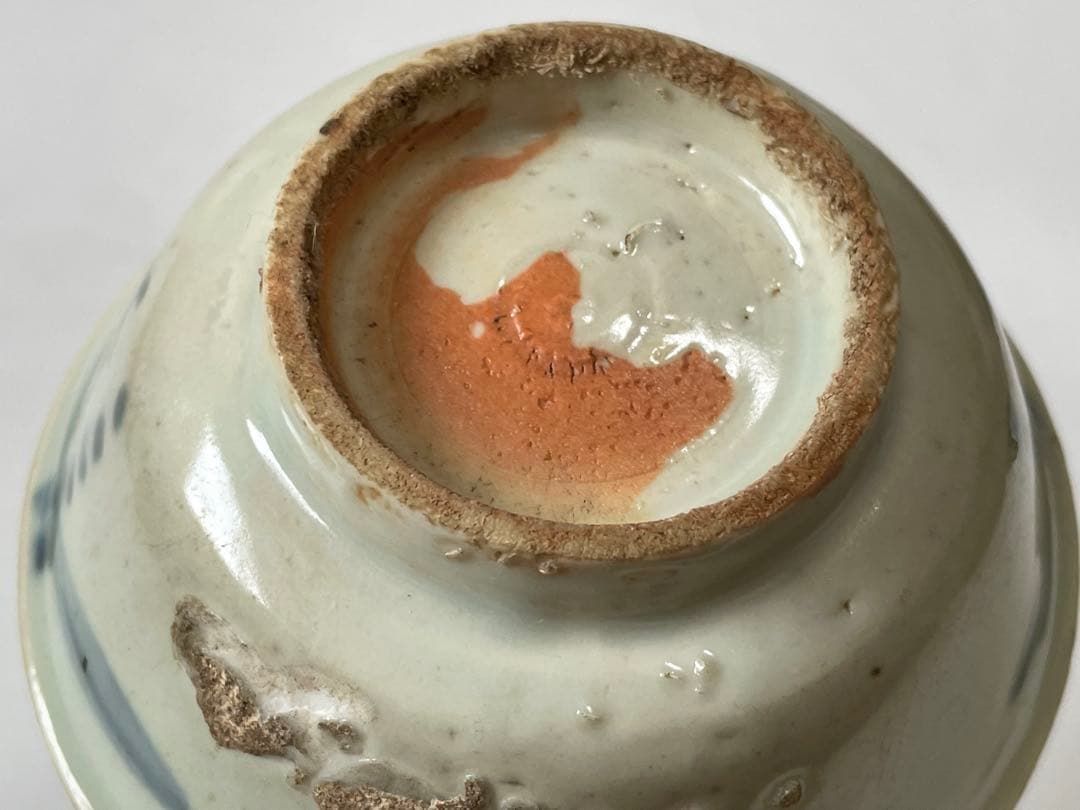 アンティーク　骨董　中国骨董　染付　海あがり　小碗　盃　カップ　古染付　明染付