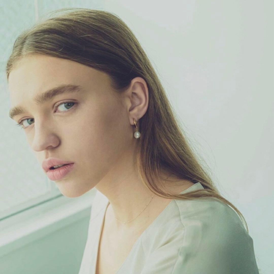 ete 淡水パール ポストK18 イエローコーティング ピアス キャッチなし