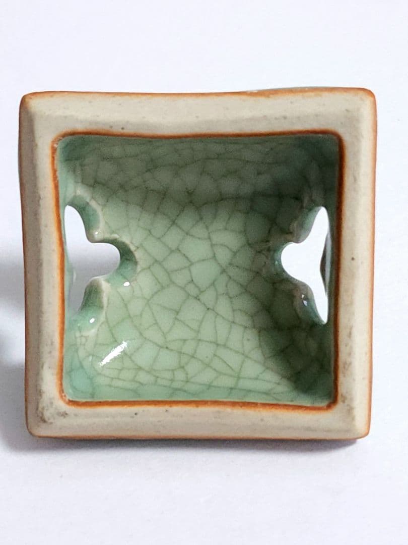 弓野窯 人間国宝 中島 宏 青磁香炉 共箱 共布 栞 未使用