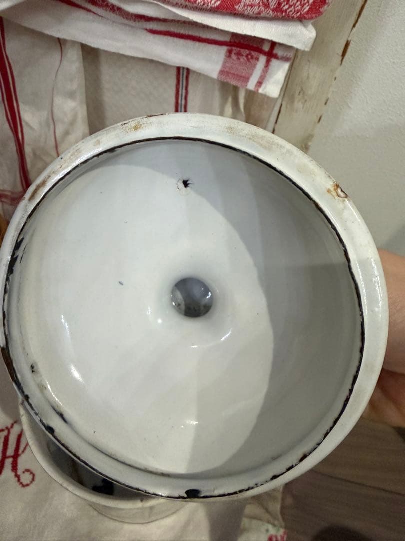 希少 フランスアンティーク　Tapioca ホーローキャニスター　繋ぎ目あり