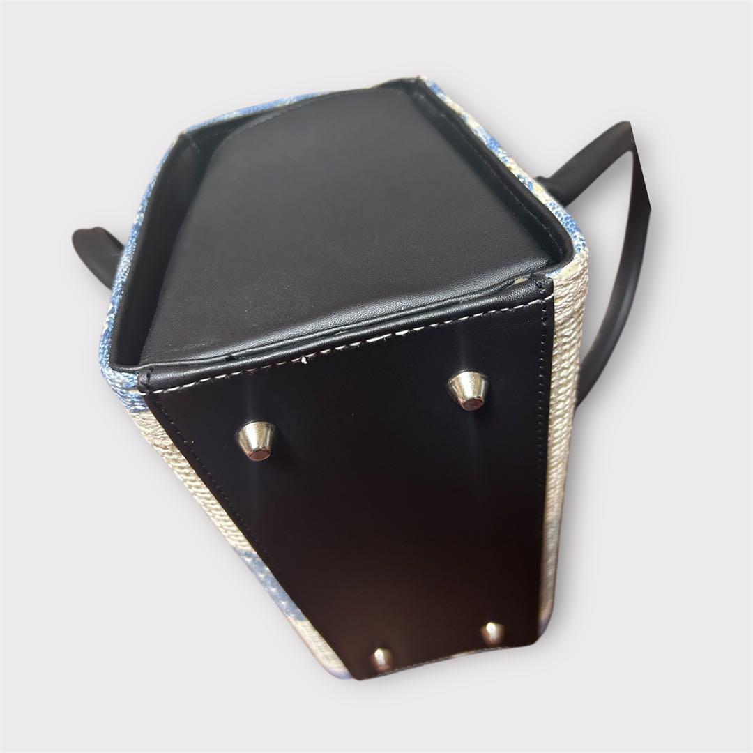 美品 利休バッグ 和装 フォーマル 上品織柄 黒持ち手 茶道 冠婚葬祭