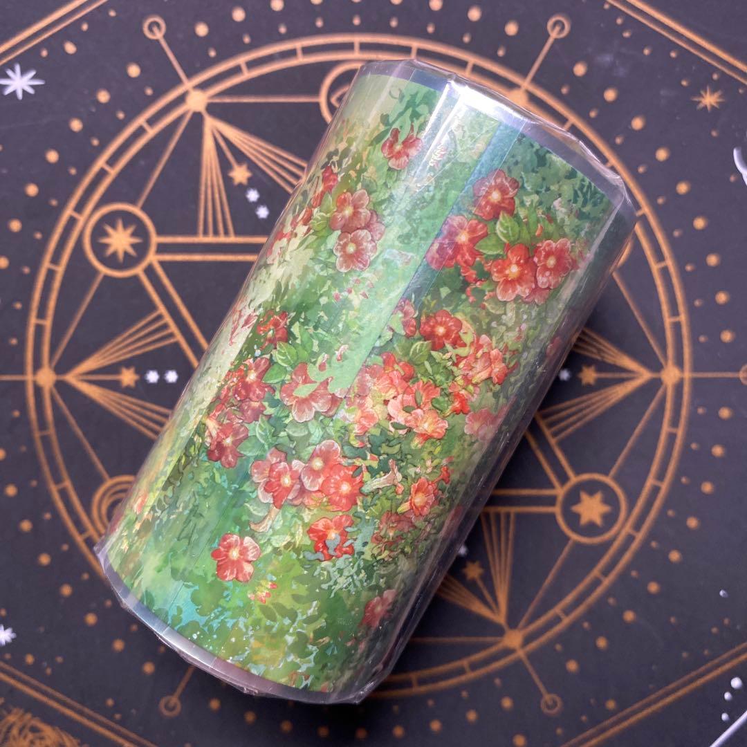 【9343】海外　マステ　5m巻　PETマスキングテープ　お花　植物　背景系