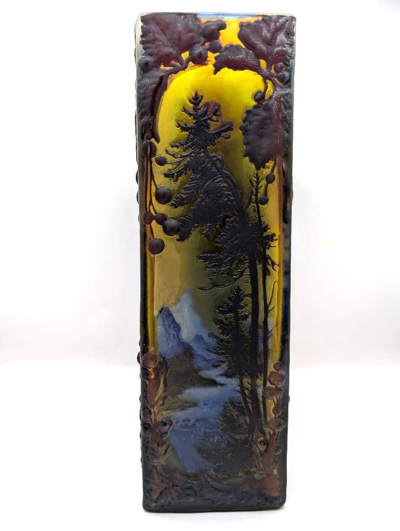 ガレ復刻品 カメオ彫り ガラス工芸品