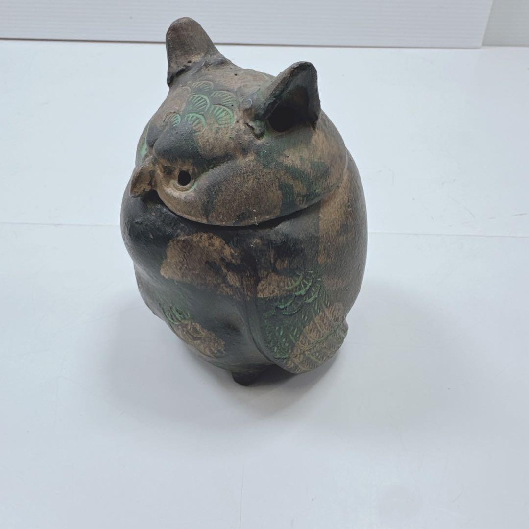 k1580 梟　香炉　鉄器　お香　フクロウ　骨董　レトロ　置物