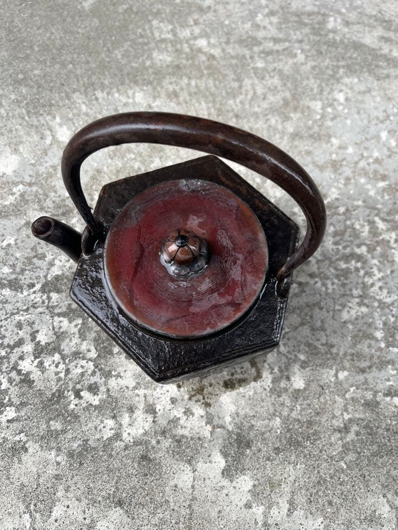鉄瓶 急須 アンティーク レトロ 茶器　六角形　骨董