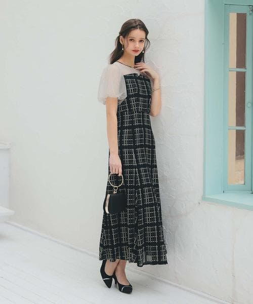 美品 Dorry Doll ドリードール ビスチェ風 ツイード ドレスM 結婚式