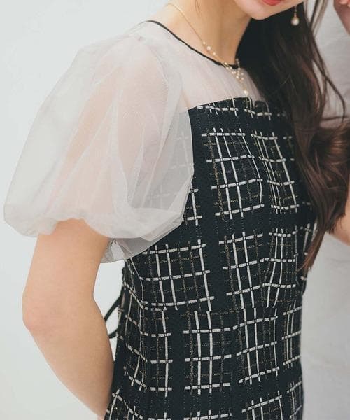 美品 Dorry Doll ドリードール ビスチェ風 ツイード ドレスM 結婚式