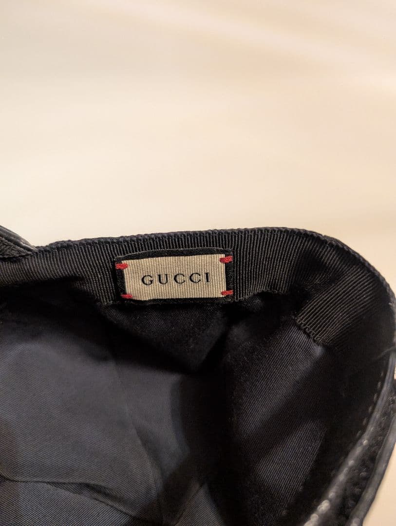 GUCCI キャップ シェリーライン 黒 ユニセックス Lサイズ 59cm