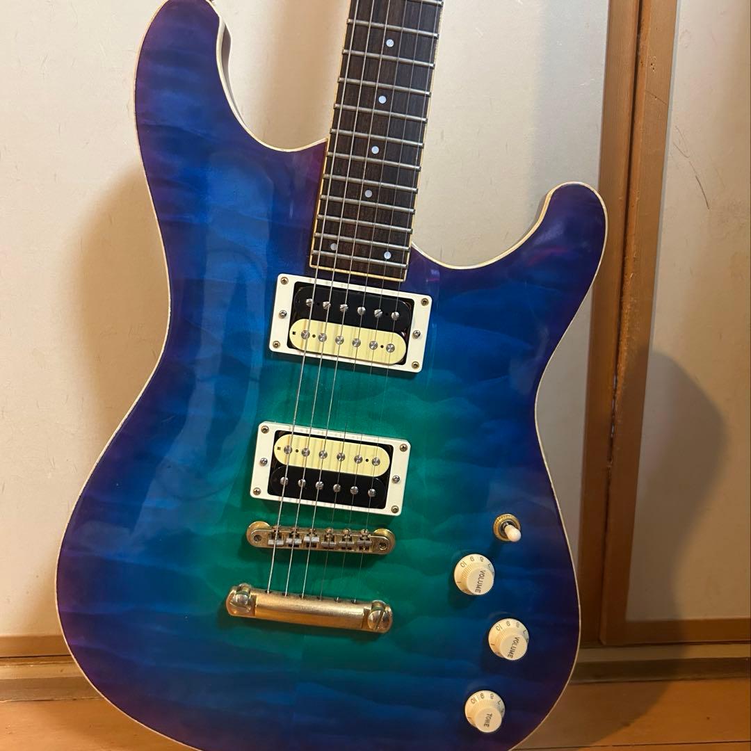 【カスタムギター】個性派エレキギター 青/紫 グラデーション H-H