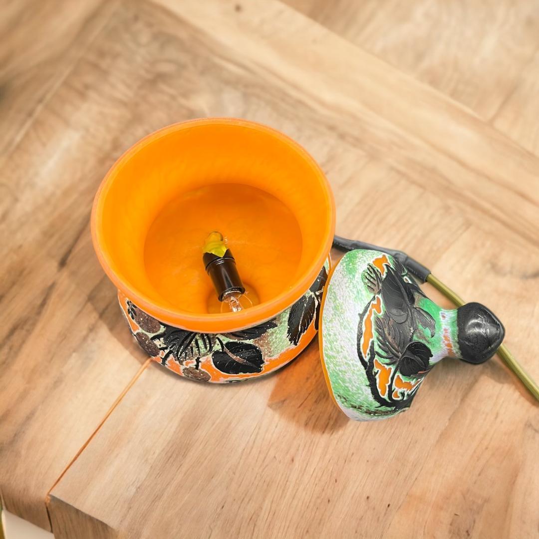 ドームナンシー ポット型　卓上照明　 カメオ彫り　被せガラス ナイトスタンド