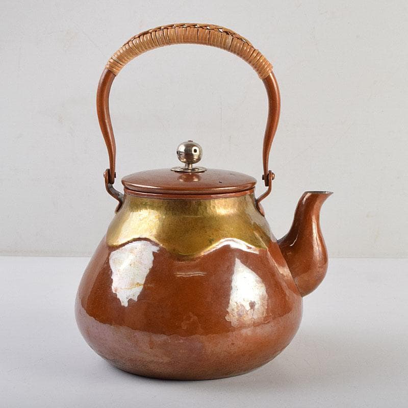 煎茶道具　銅製　銀摘　湯沸　水注　時代箱　U　R9474H