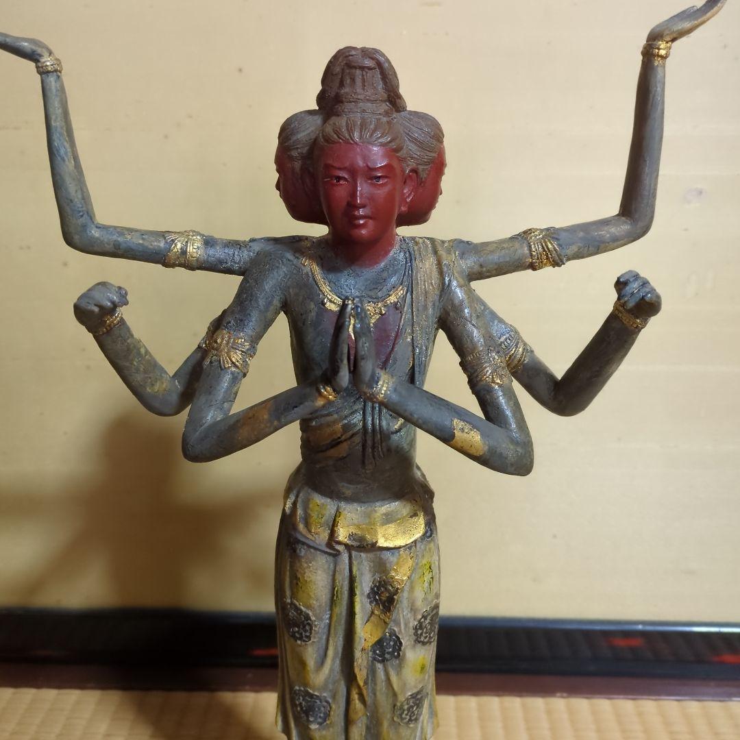 高岡銅器 阿修羅像、色分け漆仕上げ