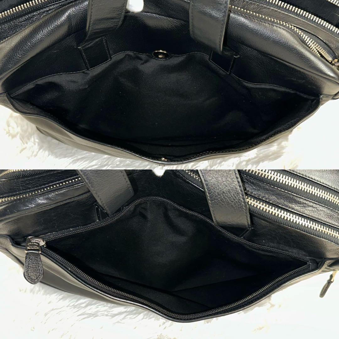 【美品】コーチ 54804 2way ブリーフケース レザー 手提げ 黒 A4可