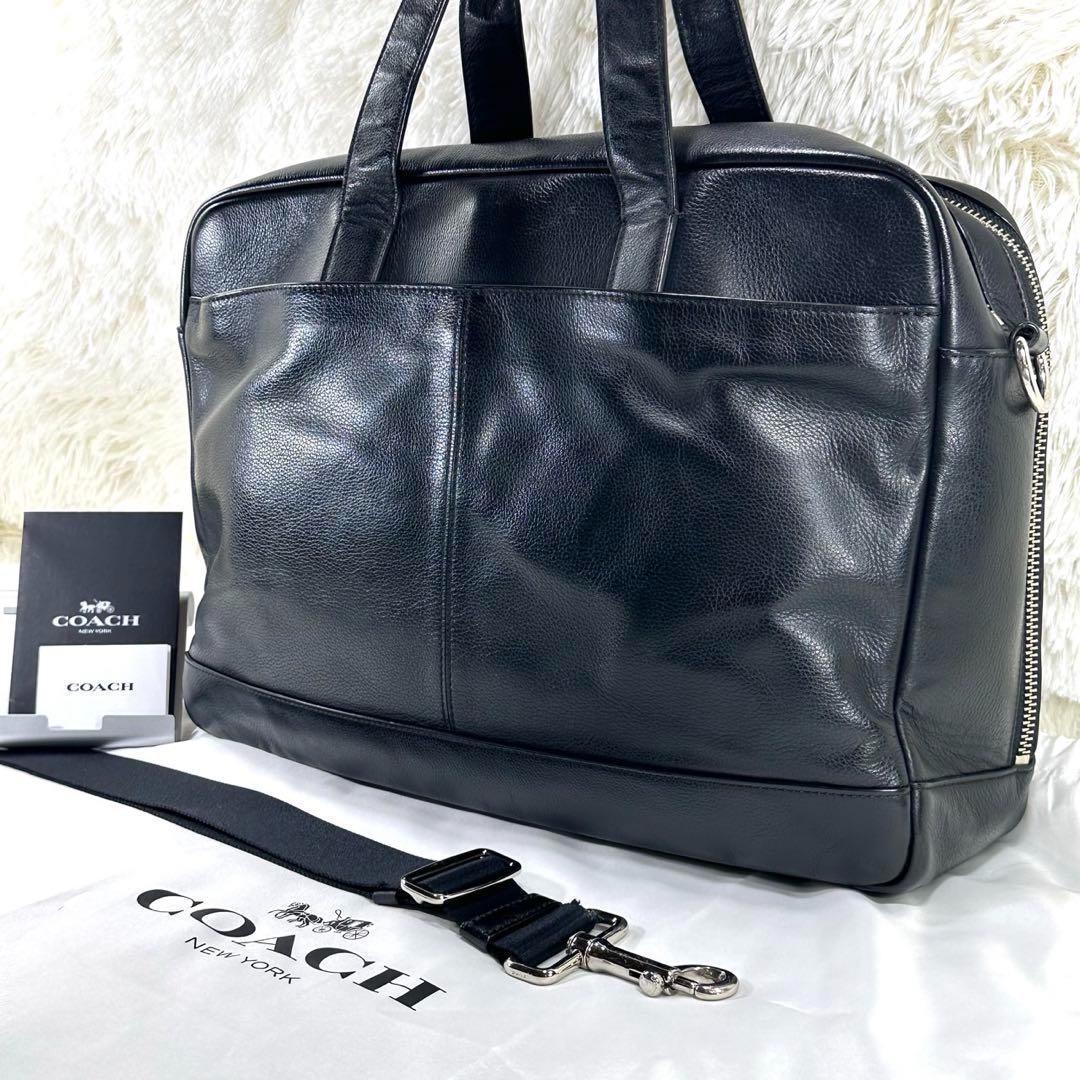 【美品】コーチ 54804 2way ブリーフケース レザー 手提げ 黒 A4可