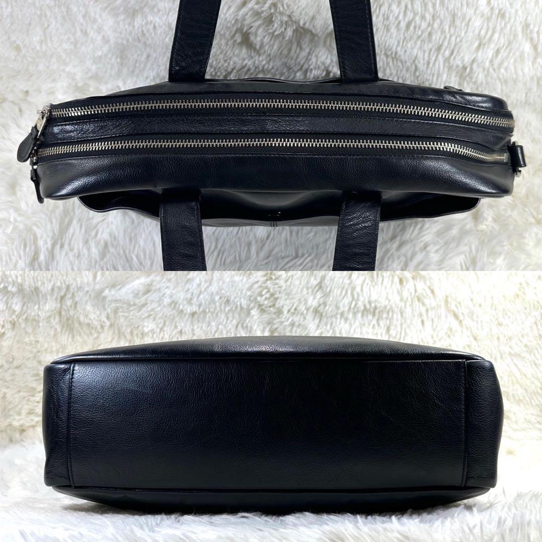 【美品】コーチ 54804 2way ブリーフケース レザー 手提げ 黒 A4可