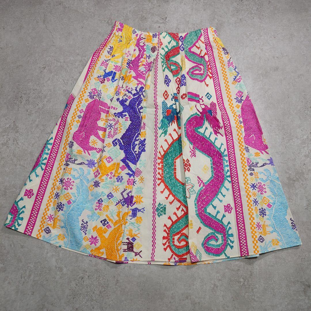 タグ付 ETRO エトロ コットンスカート 民族柄 ITALY製 42