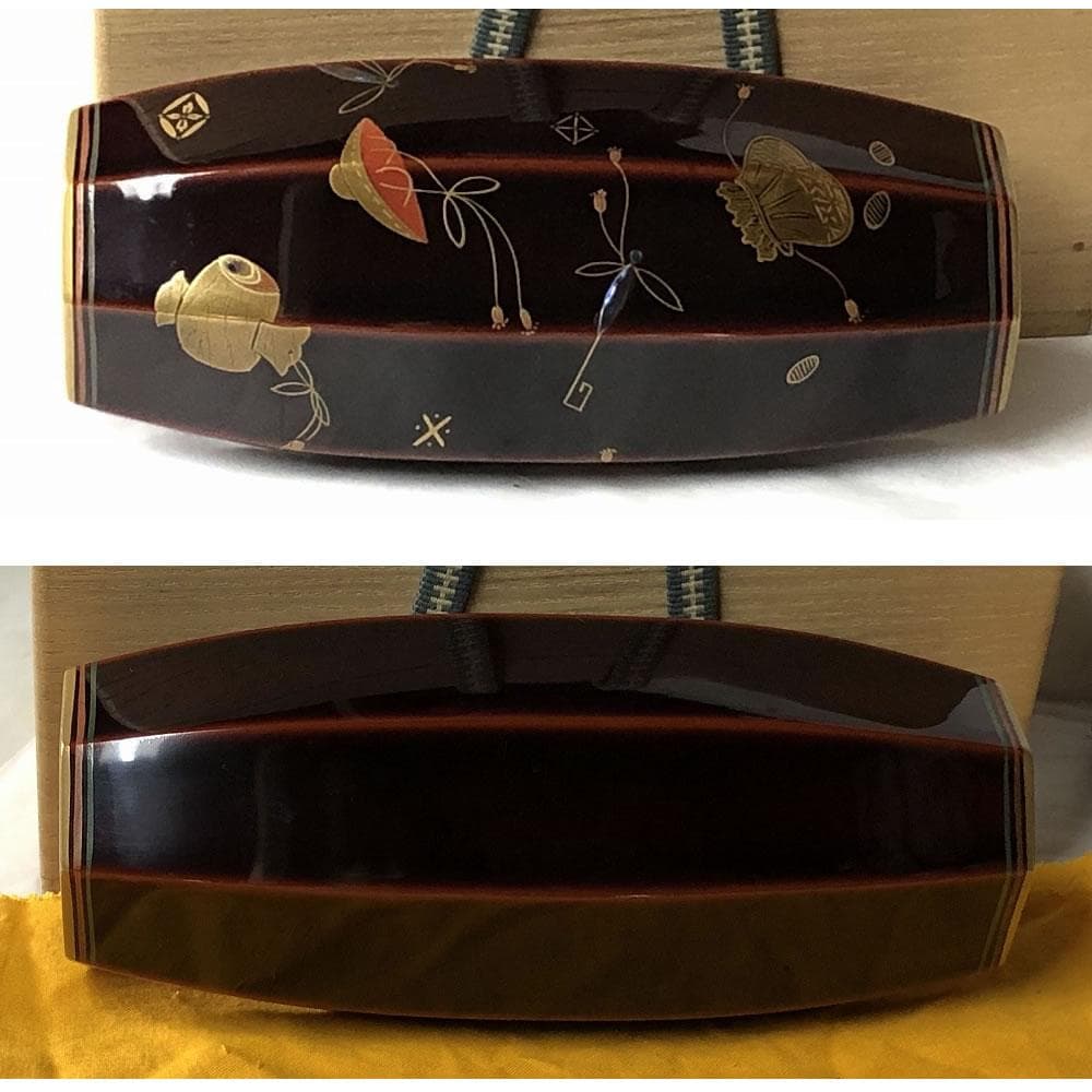 e2966 箕輪一星 宝尽くし 蒔絵 ぶりぶり香合 共箱 香合 茶道具