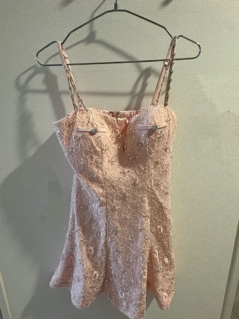 ピンク レース スリップドレス　ローブドフルール　ROBE de FLEURS