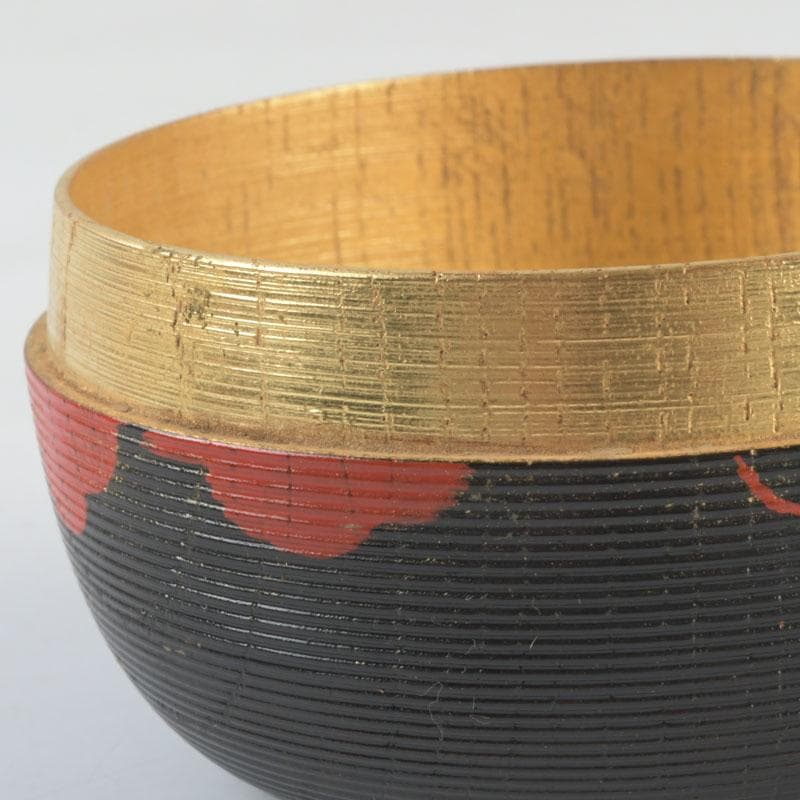 茶道具　塗師　川瀬表完作　内金菊桐紋　寿輪平棗　共箱　V　9541