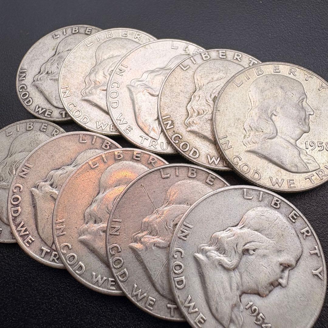 フランクリン ハーフダラー 50セント ドル 10枚セット アメリカ 銀貨 A