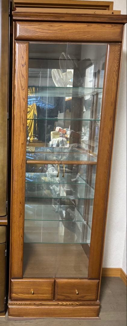 sanbar9797 美品　食器棚　木製ガラスキャビネット