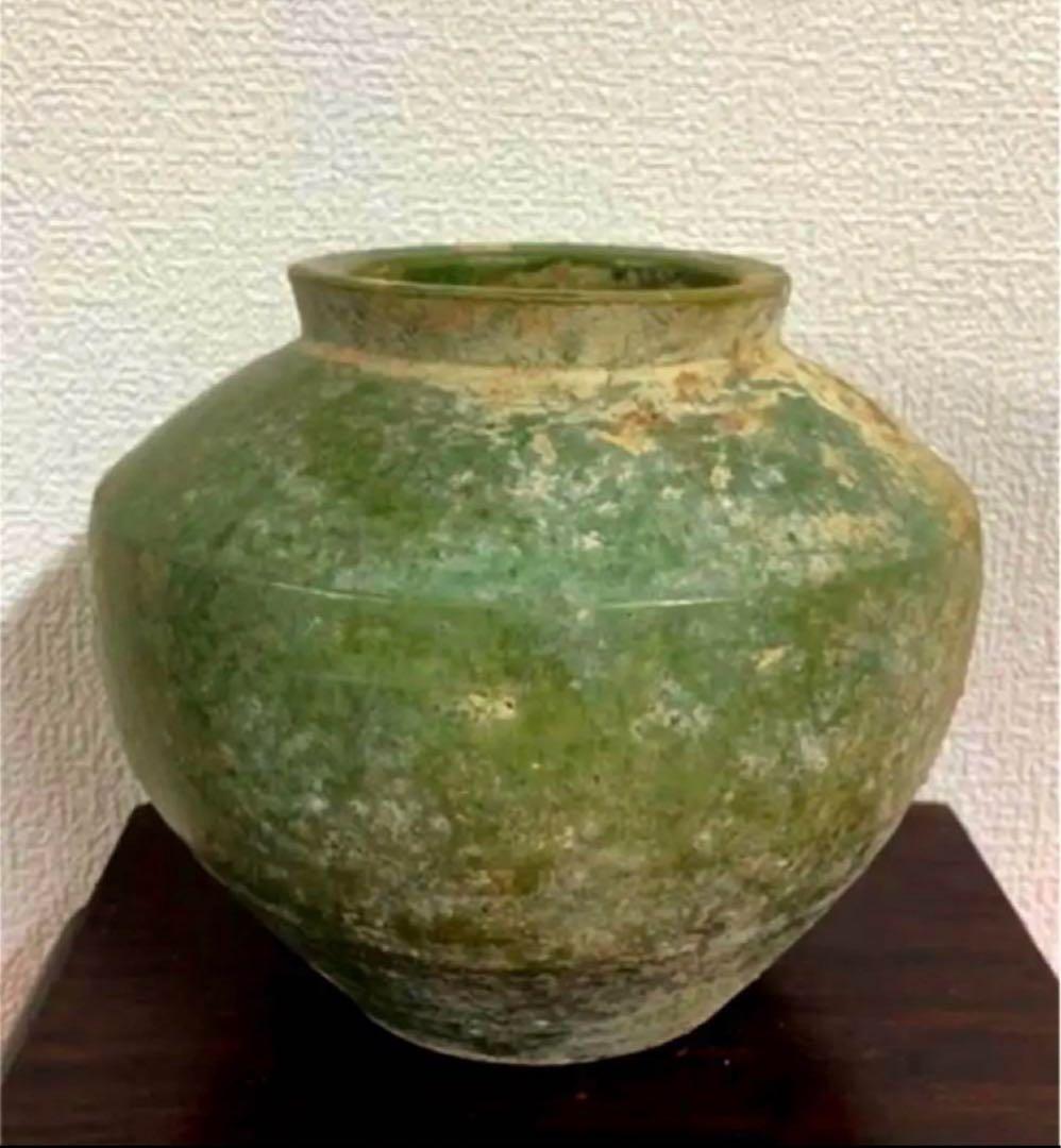 古美術　中国 漢時代緑釉壺 古陶器Y03