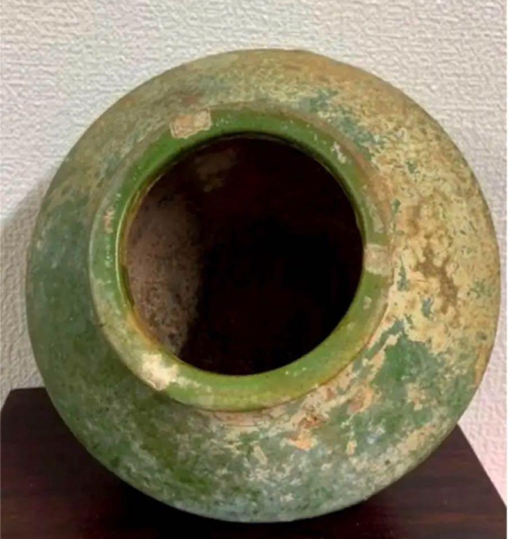 古美術　中国 漢時代緑釉壺 古陶器Y03