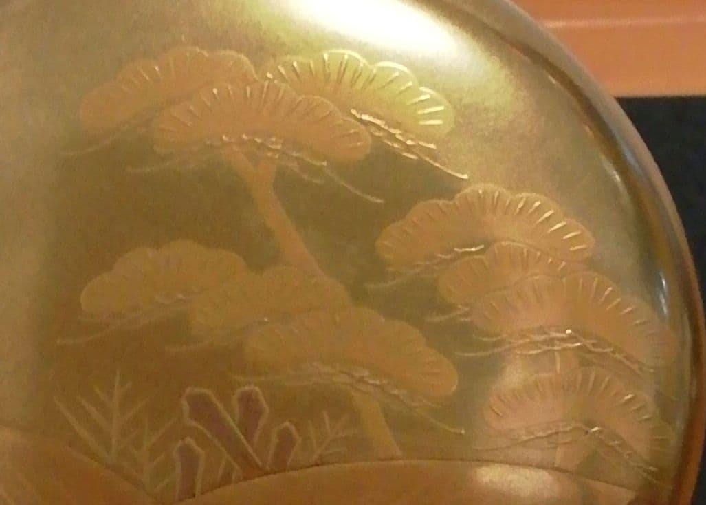 章作　蒔絵　塩釜　平棗　共箱　茶道具