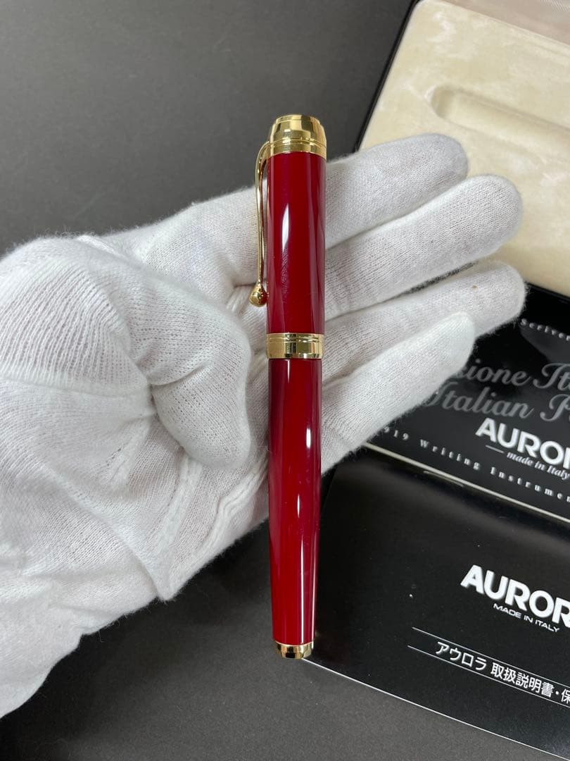 AURORA 赤 万年筆 14K