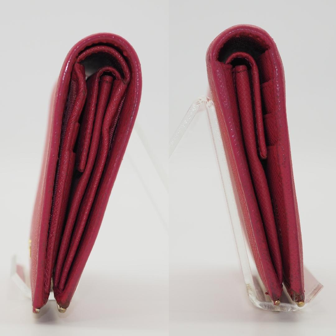 PRADA プラダ サフィアーノ レザー 二つ折り財布 ピンク系 ゴールド金具