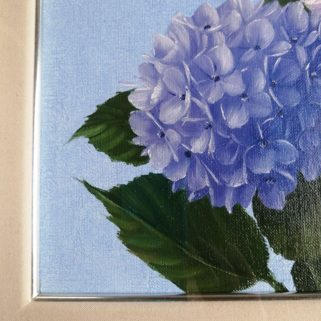 安田英明　「紫陽花」　油彩画 　額装　F4　　あじさい