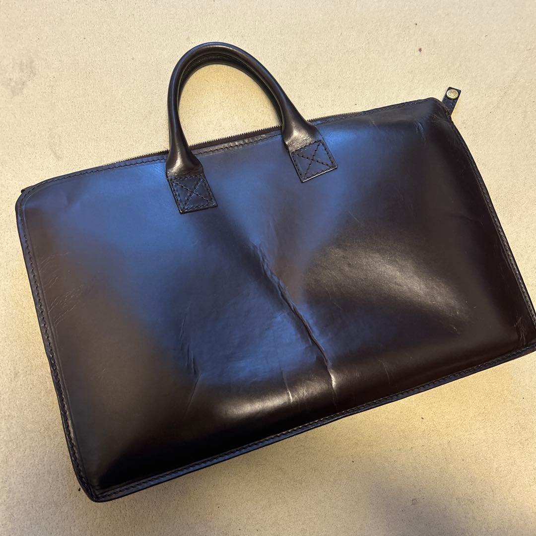 GLEN ダークブラウン レザー ビジネスバッグ