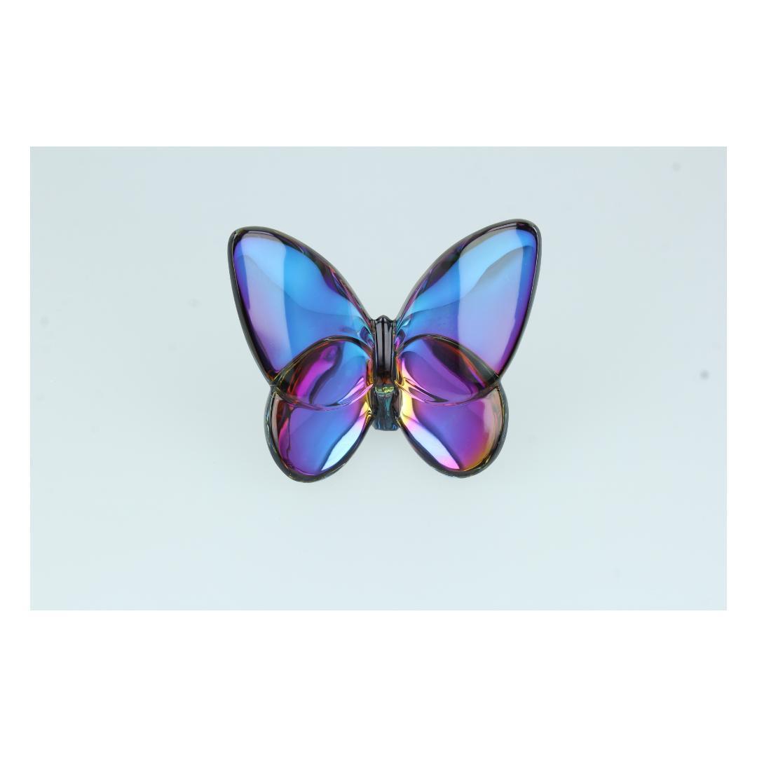 ピ*ル様 Baccarat バカラ クリスタル バタフライ 青蝶 オブジェ 箱付